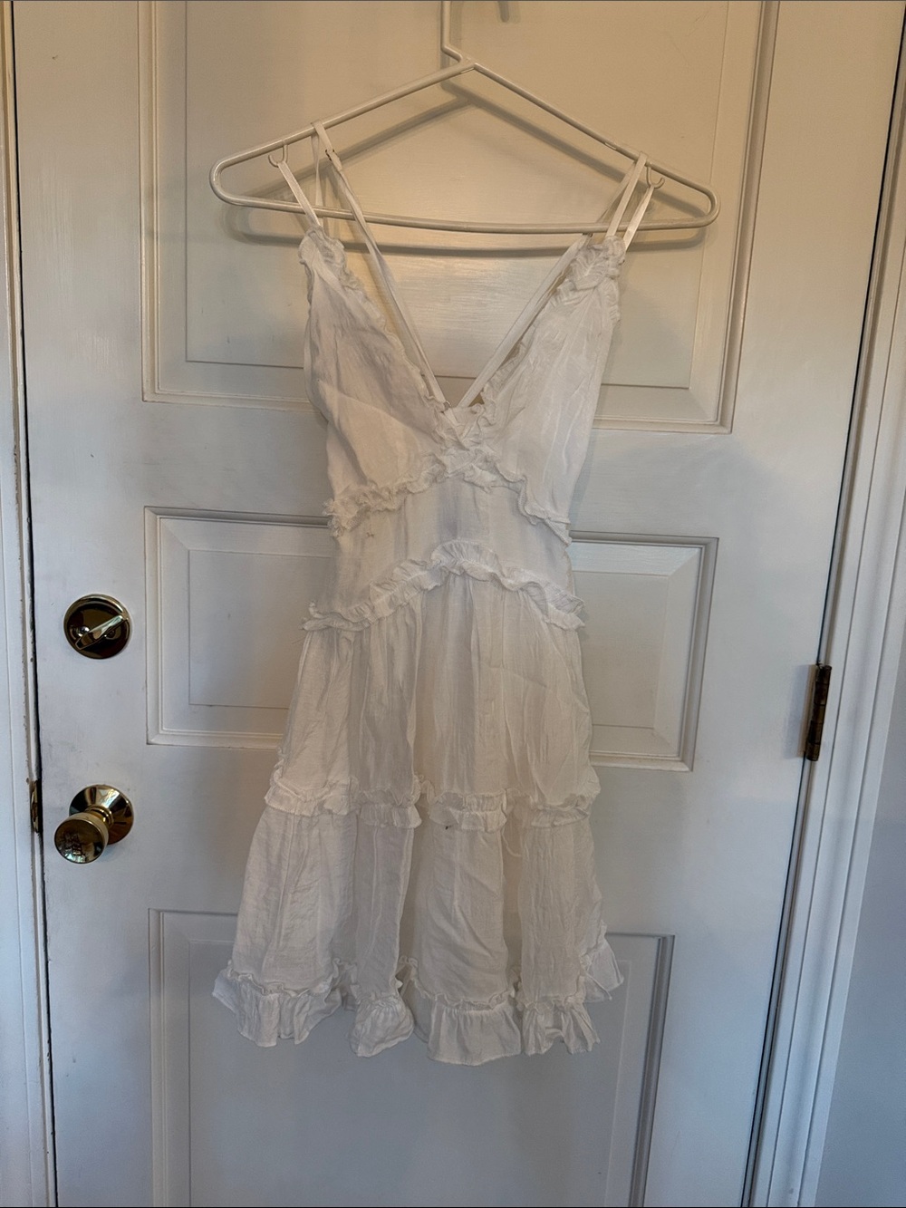 Hello Molly White Tiered Ruffle Slip Dress - size 2